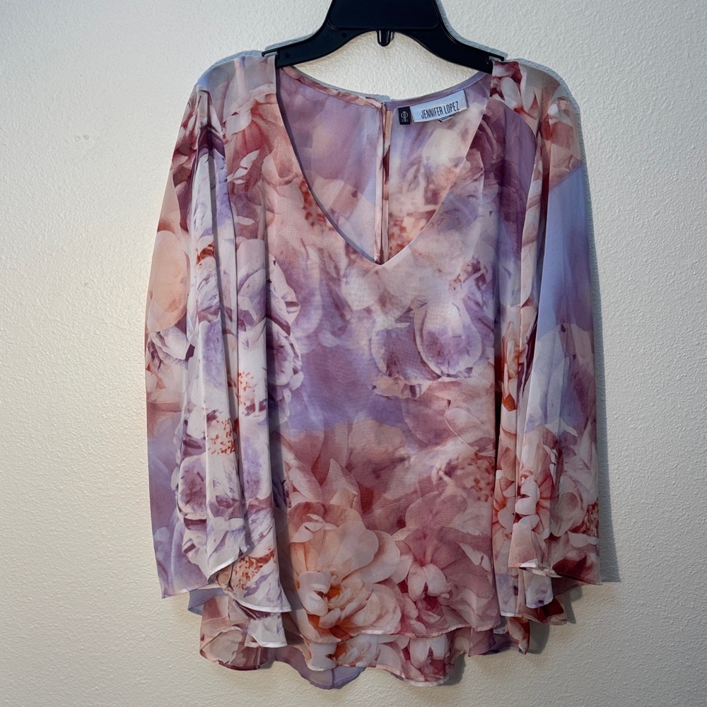 Jennifer Lopez Floral Blouse - Pink and Lavender